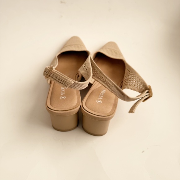 Vivaia Tan Pro Slingback Comfort Old Money Heels Size 38 - Picture 4 of 6
